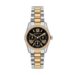 Michael Kors Lexington Lux Women's Multifunction Black Dial & Two-Tone Watch