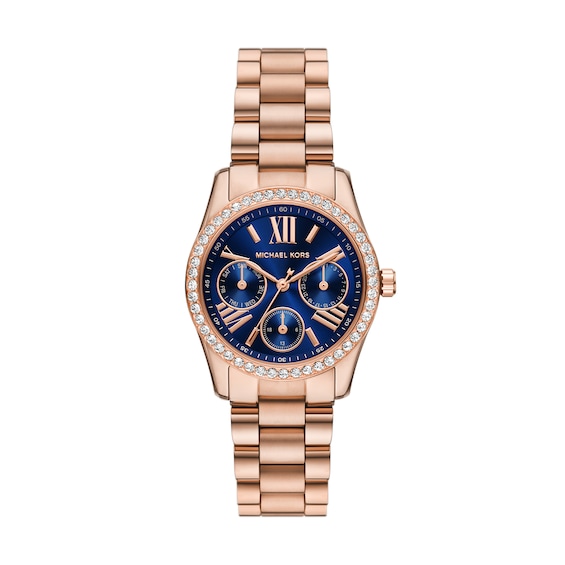 Women's Michael Kors Lexington Lux Multifunction Rose Gold Tone Watch