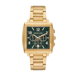 Michael Kors Rhys Men's  Chronograph Green Dial & Gold Tone Watch