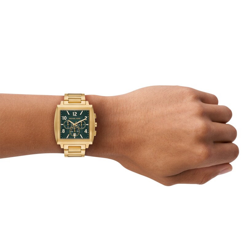 Main Image 4 of Michael Kors Rhys Men's  Chronograph Green Dial & Gold Tone Watch
