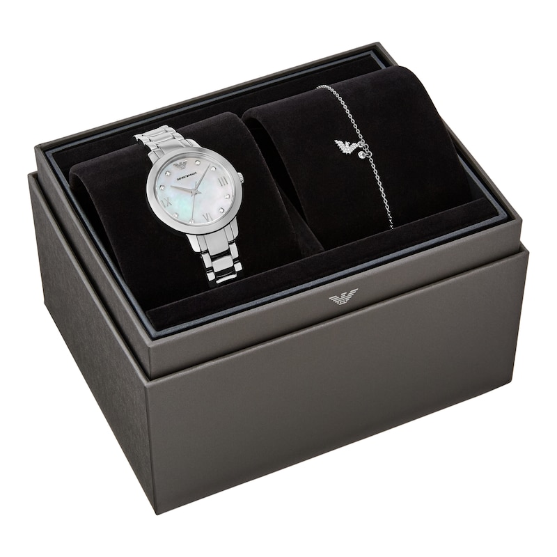Main Image 5 of Emporio Armani Women's Mother Of Pearl Dial Stainless Steel Watch & Bracelet Gift Set