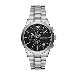 Emporio Armani Men's Chronograph Black Dial & Stainless Steel Watch