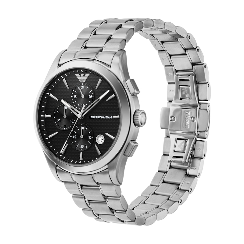 Main Image 4 of Emporio Armani Men's Chronograph Black Dial & Stainless Steel Watch