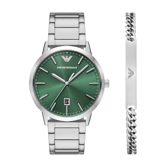 Emporio Armani Men's Stainless Steel Watch & Bracelet Set