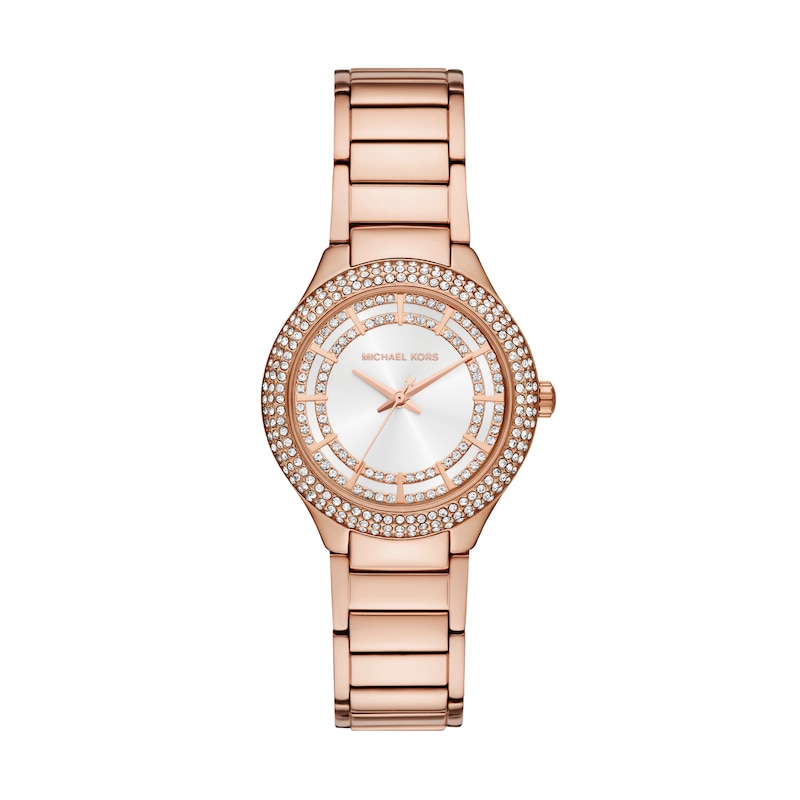 Main Image 1 of Michael Kors Sylvia Women's Crystal Bezel White Dial  Rose Gold Tone Bracelet  Watch