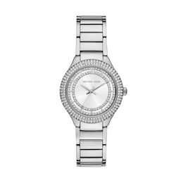 Michael Kors Sylvia Women's Crystal Bezel Silver Dial Stainless Steel Bracelet Watch
