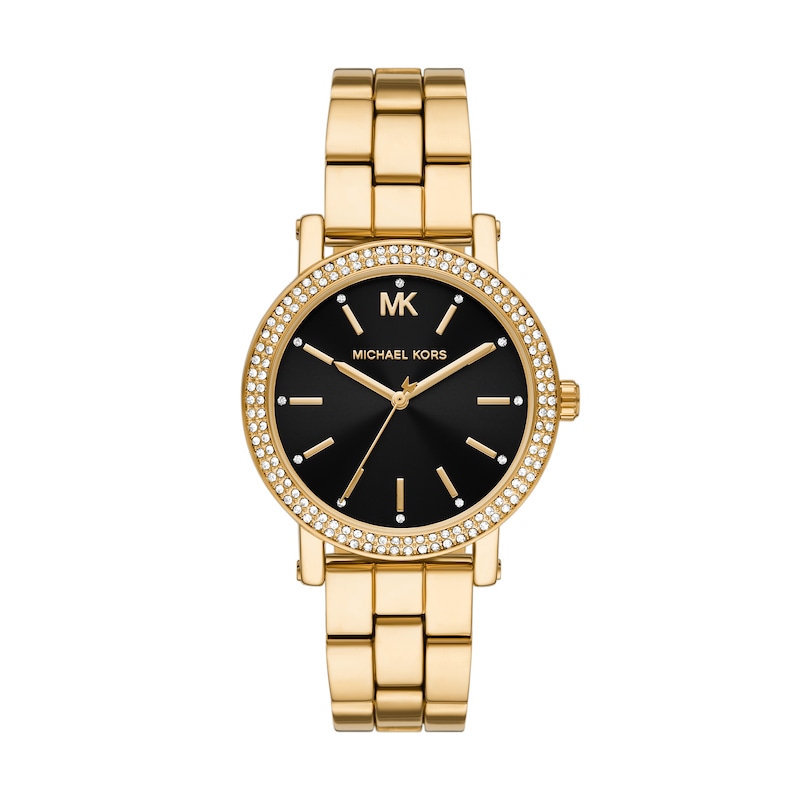 Main Image 1 of Michael Kors Women's Corey Black Dial Gold Tone Stainless Steel Bracelet Watch