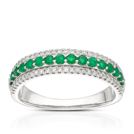Platinum 0.20ct Diamond and Emerald Eternity Ring