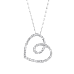 9ct White Gold 0.10ct Diamond Heart Pendant