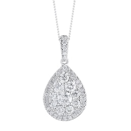 Platinum 0.75ct Total Diamond Pear Pendant