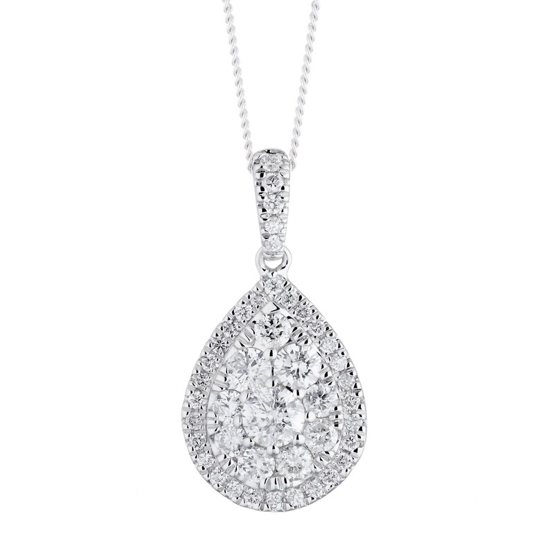 Main Image 1 of Platinum 0.75ct Total Diamond Pear Pendant