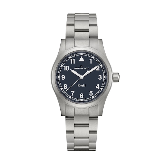 Men's Hamilton Khaki Field Quartz 38Mm Navy Blue Dial & Stainless Steel Watch