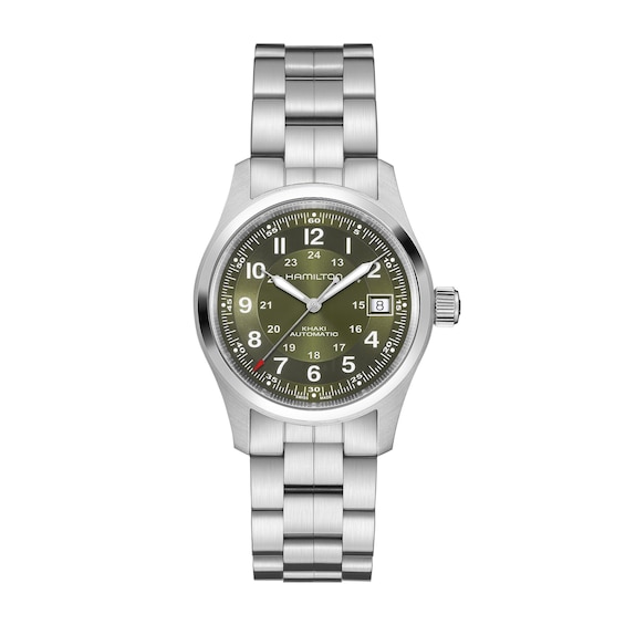 Men's Hamilton Khaki Field Automatic 38Mm Green Dial & Stainless Steel Watch