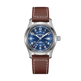 Hamilton Khaki Field Automatic 42mm Blue Dial & Brown Leather Strap Watch