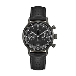 Hamilton American Classic Intra-Matic Auto Chrono Black Leather Strap Watch