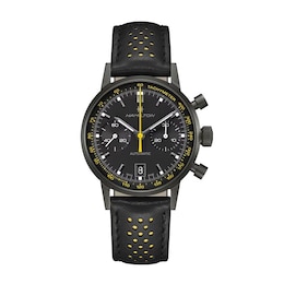Hamilton American Classic Intra-Matic Auto Chrono Yellow & Black Leather Strap Watch