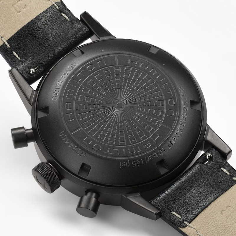 Main Image 3 of Hamilton American Classic Intra-Matic Auto Chrono Yellow & Black Leather Strap Watch