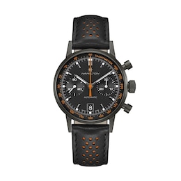 Hamilton American Classic Intra-Matic Auto Chrono Orange & Black Leather Strap Watch