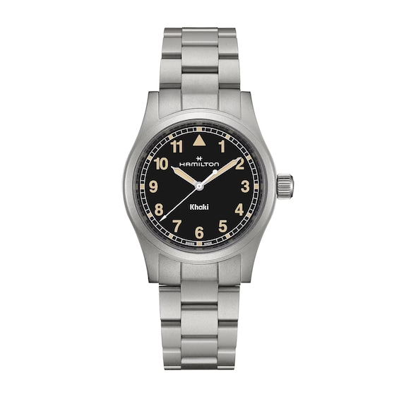 Men's Hamilton Khaki Field Quartz 38Mm Black Dial & Stainless Steel Watch