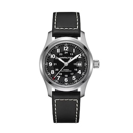Hamilton Khaki Field Automatic 42mm Black Leather Strap Watch