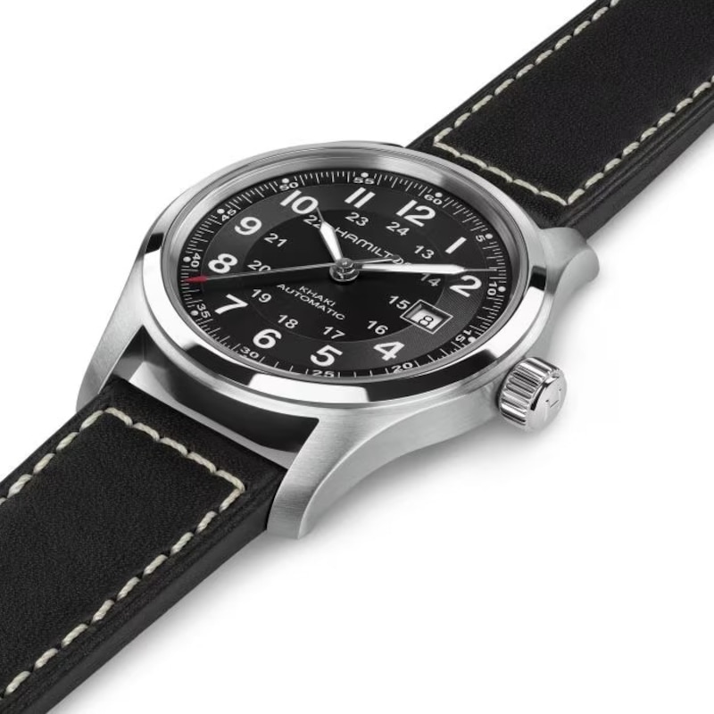 Main Image 2 of Hamilton Khaki Field Automatic 42mm Black Leather Strap Watch