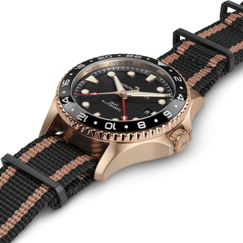 Main Image 4 of Hamilton Khaki 43mm Navy Scuba Automatic GMT Bronze & Black Textile Watch