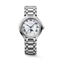 Longines PrimaLuna Moonphase 34mm Stainless Steel Bracelet Watch
