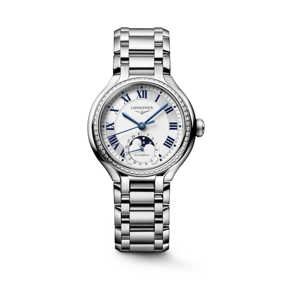 Women's Longines Primaluna Moonphase 34Mm Stainless Steel Bracelet Watch