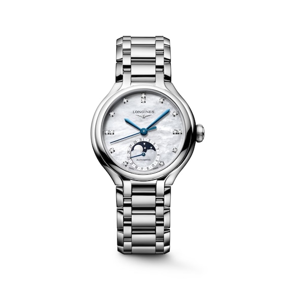 Longines Primaluna Moonphase Diamond Stainless Steel Bracelet Watch