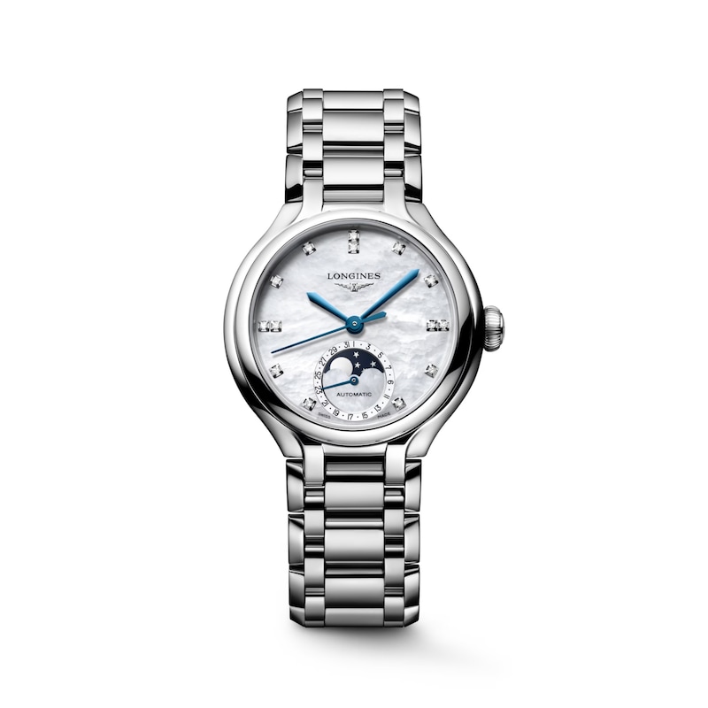 Main Image 1 of Longines Primaluna Moonphase Diamond Stainless Steel Bracelet Watch