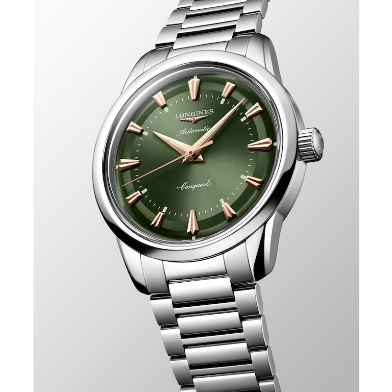 Main Image 3 of Longines Conquest Heritage 38mm Green Dial & Stainless Steel Bracelet Watch
