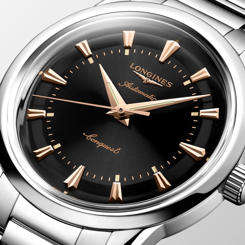 Main Image 3 of Longines Conquest Heritage 38mm Black Dial & Stainless Steel Bracelet Watch
