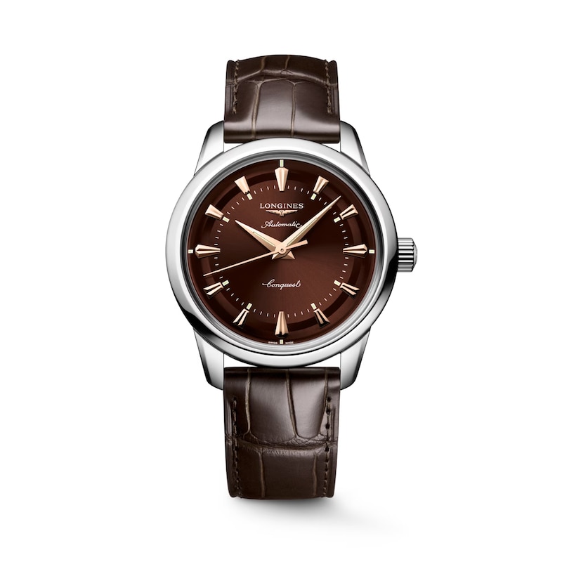 Main Image 1 of Longines Conquest Heritage Brown Leather Strap Watch