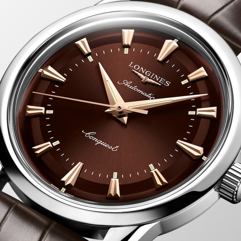 Main Image 3 of Longines Conquest Heritage Brown Leather Strap Watch