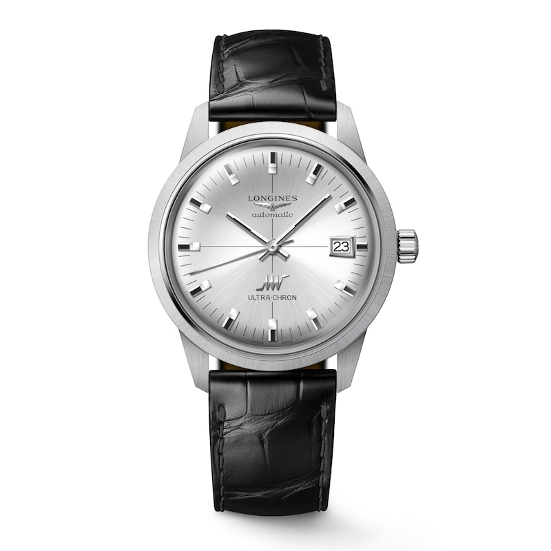 Main Image 1 of Longines Ultra-Chron Classic 37mm Black Leather Strap Watch