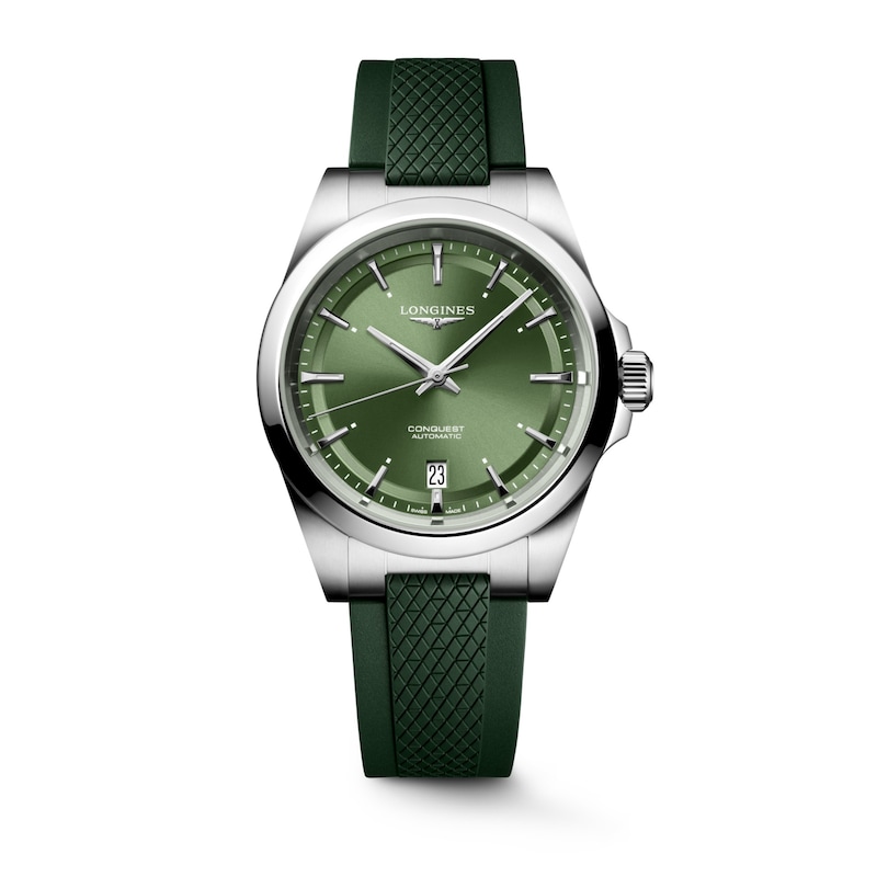 Main Image 1 of Longines Conquest 38mm Green Rubber Strap Watch