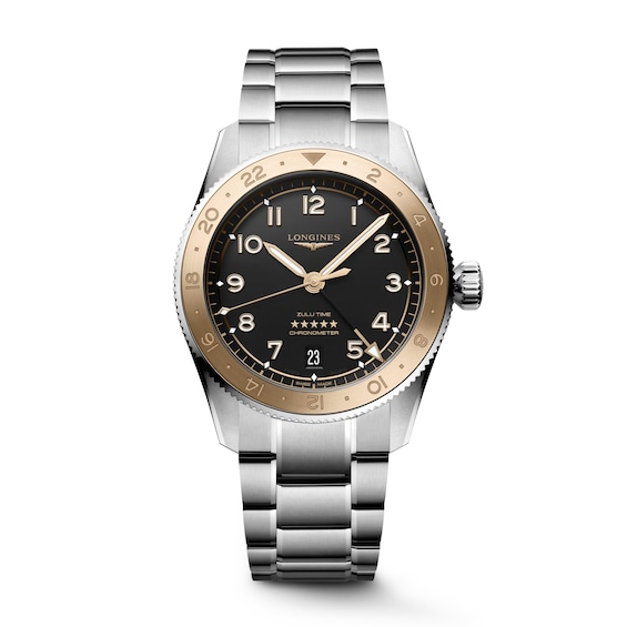 Men's Longines Spirit Zulu Time 18Ct Rose Gold & Stainless Steel Watch