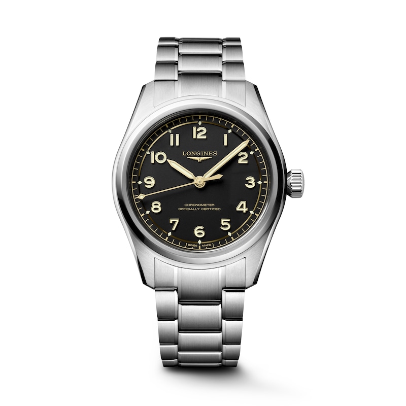 Main Image 1 of Longines Spirit Pilot Men's 39mm Black Dial Stainless Steel Bracelet Watch