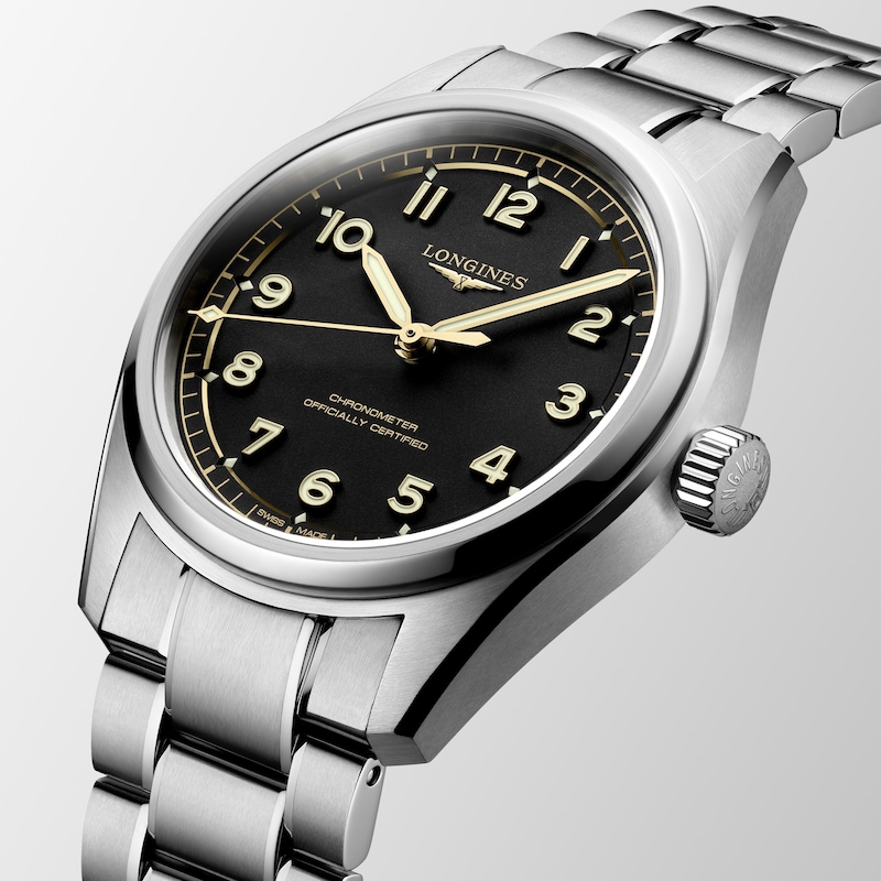 Main Image 2 of Longines Spirit Pilot Men's 39mm Black Dial Stainless Steel Bracelet Watch