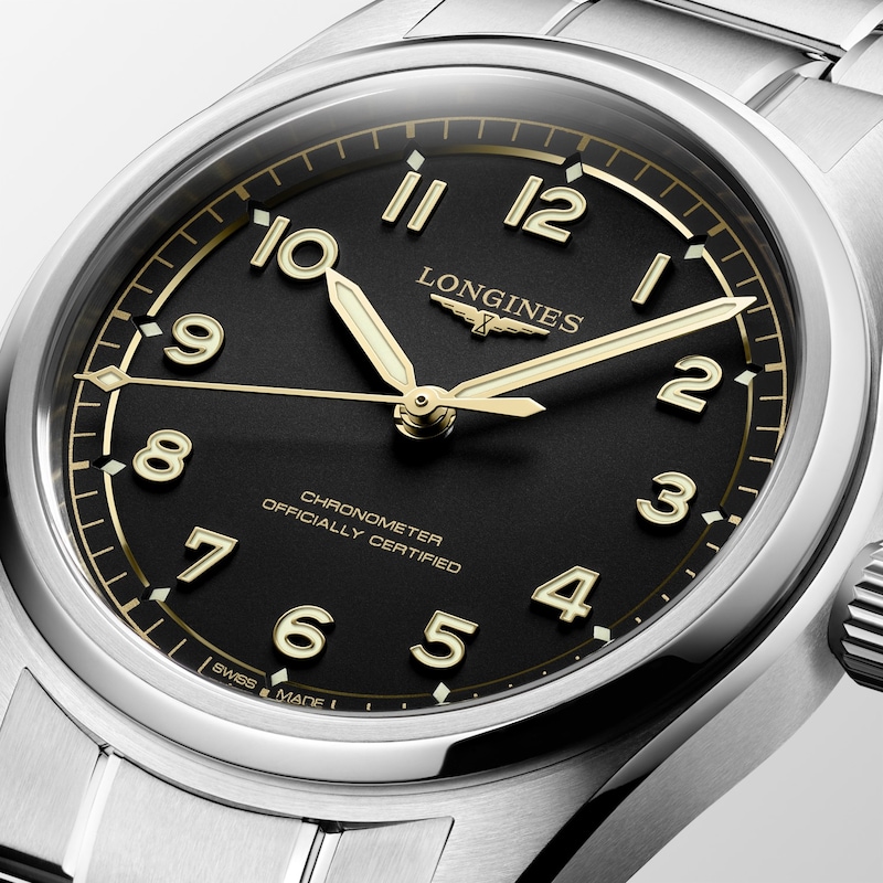 Main Image 4 of Longines Spirit Pilot Men's 39mm Black Dial Stainless Steel Bracelet Watch