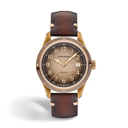 Montblanc 1858 Automatic Date 0 Oxygen Brown Leather Strap Watch