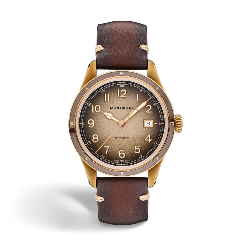 Main Image 1 of Montblanc 1858 Automatic Date 0 Oxygen Brown Leather Strap Watch