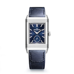 Jaeger-LeCoultre Reverso Tribute Duoface Small Seconds Blue Leather Strap Watch
