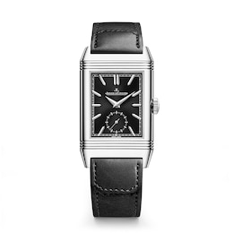 Jaeger-LeCoultre Reverso Tribute Duoface Small Seconds Black Leather Strap Watch