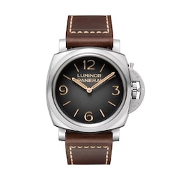 Panerai Luminor Tre Giorni 47mm Men's Dark Brown Leather Strap Watch