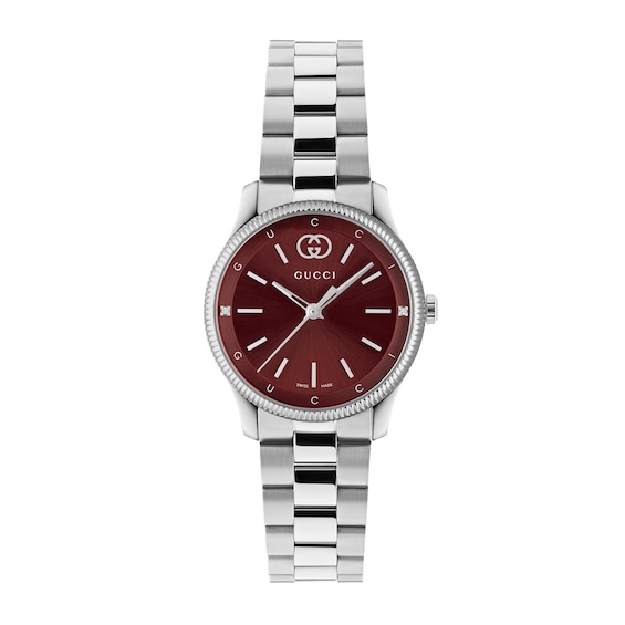 Gucci G-Timeless 29mm Burgundy Dial & Stainless Steel Watch