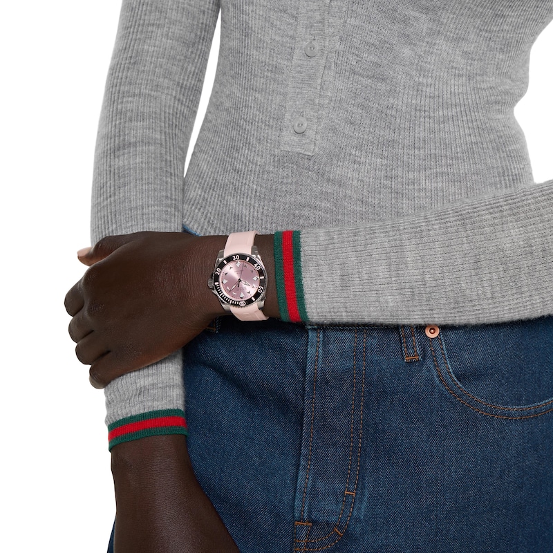 Main Image 4 of Gucci Dive 36mm Pink Rubber Strap Watch