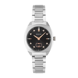Gucci Interlocking 29mm Diamond Black Dial & Stainless Steel Watch