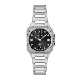 Gucci G-Flat 24mm Diamond & Stainless Steel Watch