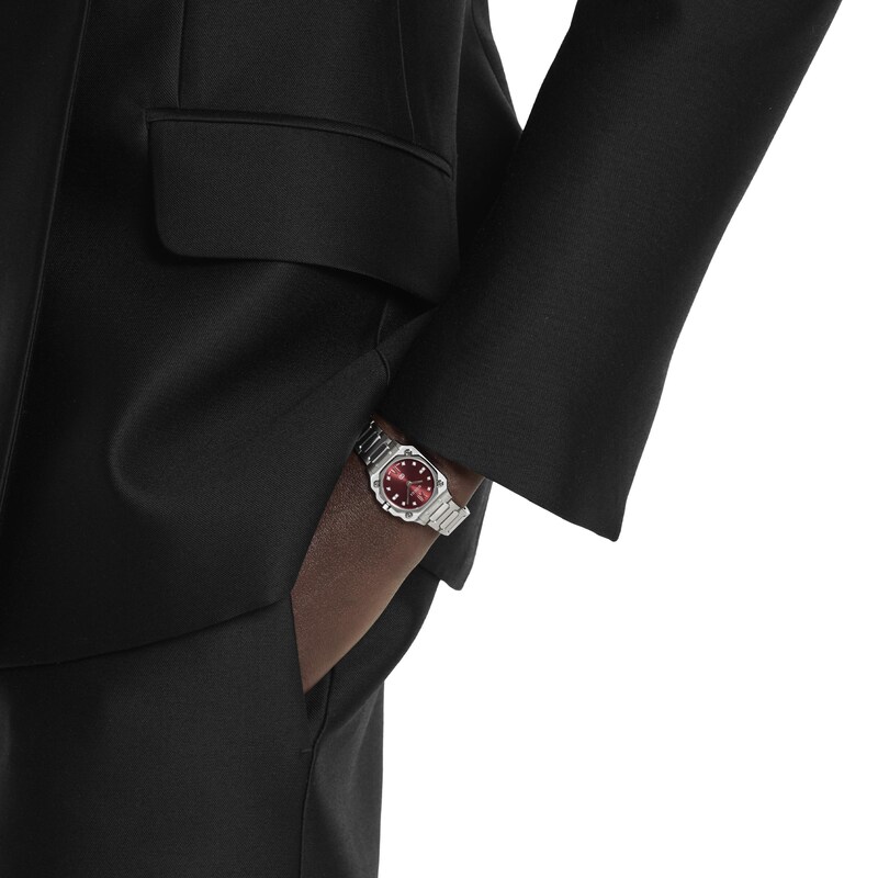 Main Image 4 of Gucci G-Flat 24mm Burgundy Diamond Dial & Stainless Steel Watch